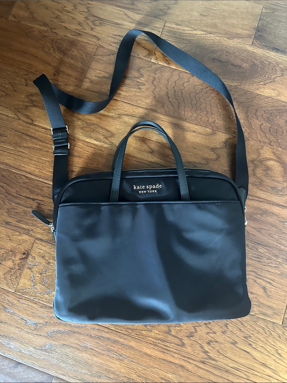 kate spade Black Nylon Laptop Messenger with Top Handles and Crossbody Strap